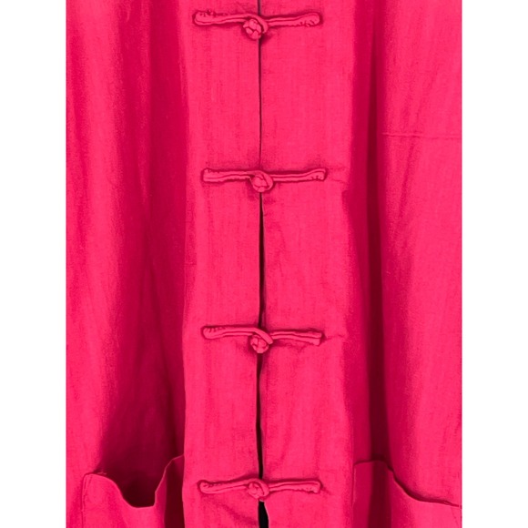 Mens Chinese Style Jacket Red Reversible Blue Mandarin Collar Frog Button L XL - Picture 2 of 14